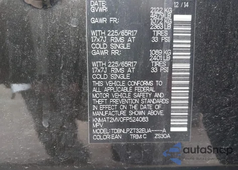 2015 Nissan Rogue S from USA, damaged, VIN KNMAT2MV0FP524083